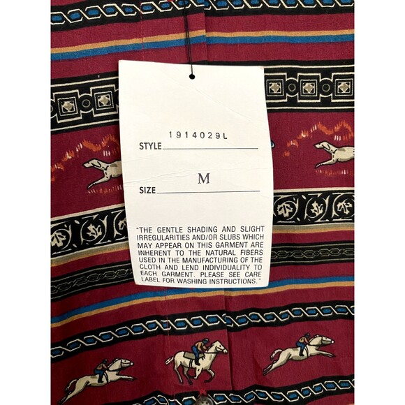 Vintage Red Rover Shirt Youth Medium Western 90’s Aztec Dead Stock Button Up Dog - Picture 5 of 11